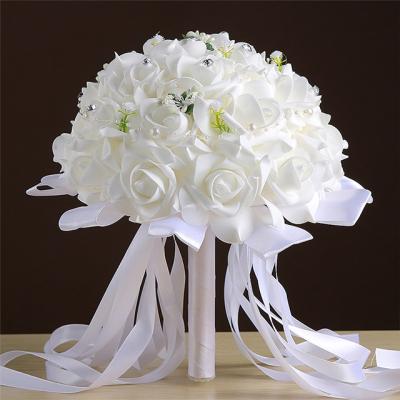 China Ammy Valentine's Day Gifts Supplies Wholesale Korean Bridal Bouquets Simulation Bouquets PE Rose Artificial Flowers Wedding Bouquets for sale