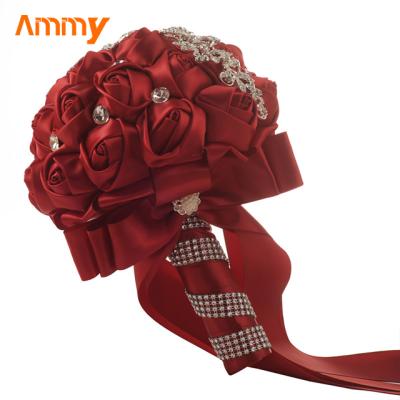 China Personal Gifts Ammy Bridal Wedding Foam Holding Flowers White Rose Bouquet Multicolor Pe Flower Bouquet Rose for sale