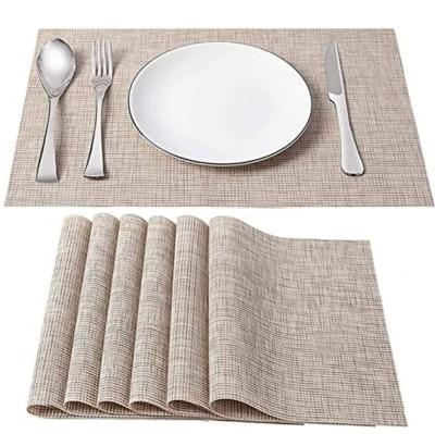 China Mats Woven Vinyl Placemats Heat Resistant Anti-Slip Contemporary Washable PVC Table Set Place Mats For Dining Table, for sale