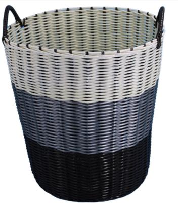 China Home Rattan Design Clothes Storage Plastic Laundry Basket Trash Bin Dirty Bin for sale