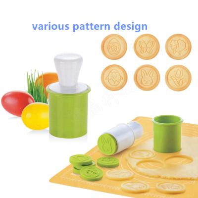 China Cookie Baking 2 In 1 Silicone Cookie Stamps With Cookie Cutter For Baking With Handle Silicone Cookie Tools for sale