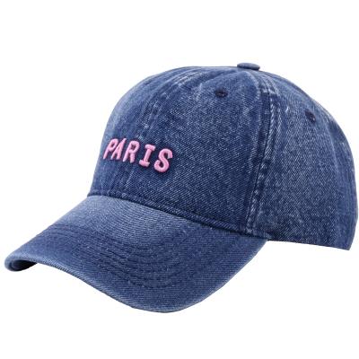 China Women Men Adjustable Embroidery Baseball Cap Flower Snapback Cotton Hats Jeans Hat for sale