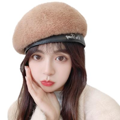 China Boina Feminina Boina Feminina Women's New Picture Style Winter Beret Hat Vintage Leather Berets Women Winter Hat Women Casual Warm Beret Hats for sale