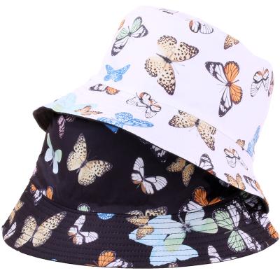 China Men Women Fisherman Foldable Cartoon Bucket Hats Street Hip Hop Bucket Hats Hats Butterfly Printed Fishing Hats for sale