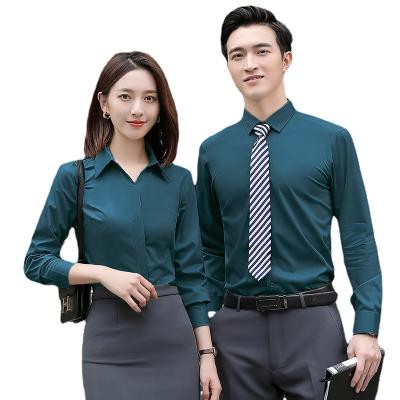 China Wholesale White Custom Made Formal Business Work Wear Ladies Long Sleeve Shirts Anti-pilling Stand Collar Shirts for sale