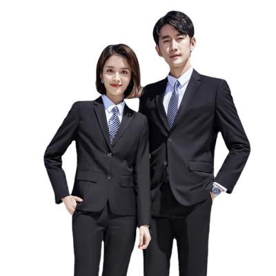 China Anti-Wrinkle Customized New Manager Staff Office Uniform Service Ladies Gentleman Plus Size Men Suits for sale