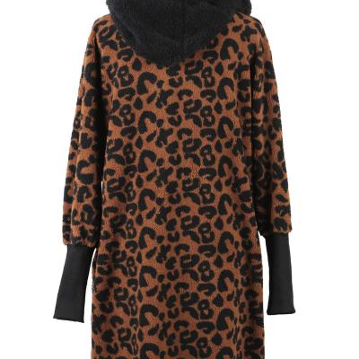 China Autumn Winter Hot Sale Women's Anti-wrinkle Long Faux Fur Fashion Leopard Loose Hooded Coat Stitching Fur Coat for sale