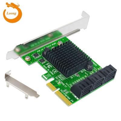 China ZhenLoong PCBA 6 Expansion Board SATA 3.0 Left Connector SATA To PCI-E X4 PCIe 4X 6Gbps Adapter For PC Hard Disk IPFS for sale