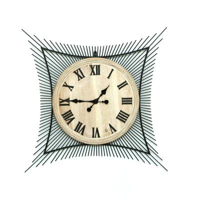 China Household items direct selling modern design luxury wooden wall clock metal home decor for business for sale