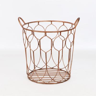 China 14 Inch Metal Sustainable Storage Bin, Small House Storage Basket, Flower Outdoor Basket Wire Garden Indoor Laundry Basket for sale