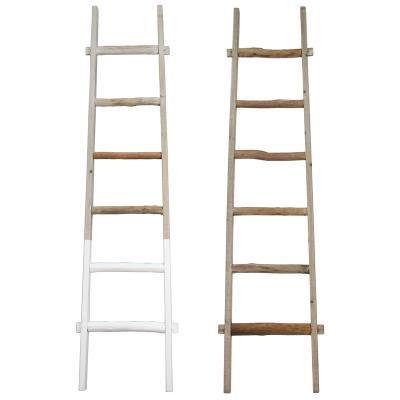 China 6-Foot Wall Ladders Leaning Farmhouse Home Decor Workable Shed Bath Towel Rack Decorative Wooden Storage Shelf Easy Assembly for sale