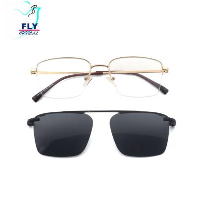 China Fashion Sunglasses Metal Frame Square Magnet Clip On Glass Sunglasses Frames Hot Sale Custom Men's Logo Polarized Uv 400 Kids PC DP33081 Daisyer for sale