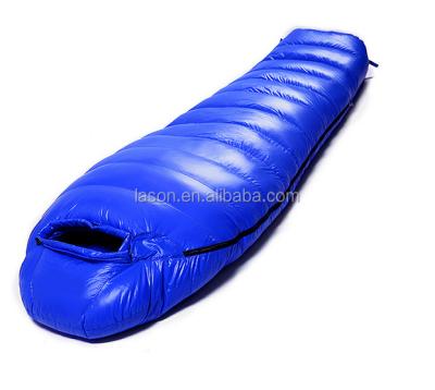 China Good Quality Mummy Goose Down Camping Mummy Filling Sleeping Bag For Extreme Cold Winter Weather for sale