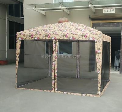 China Good Quality Leisure Outdoor Steel Frame Folding Garden Gazebo Tent With Mosquito Net for sale