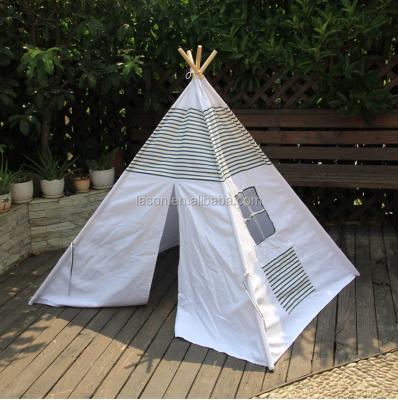 China Amazon hot sales wooden style outdoor wooden pole kids leisure tepee indian canvas tent for sale