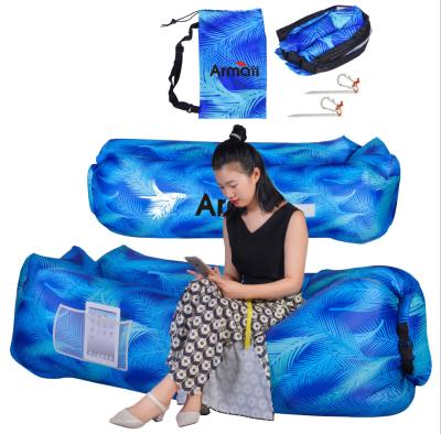 China Outdoor Popular Style Leisure Outdoor Air Filling Sofa Bed Customized Colorful Printing Inflatable Sleep Sofa for sale