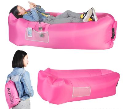 China Hot Selling Outdoor Leisure Good Quality 210T Ripstop Polyester Inflatable Air Filling Lazy Sleeping Bag for sale