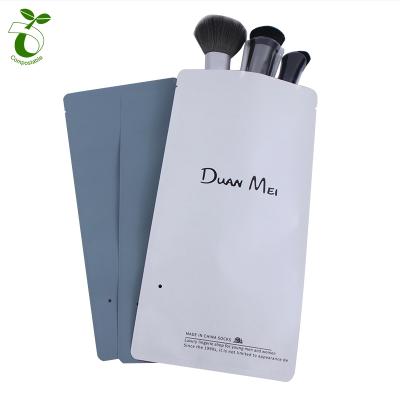 China Cheap Recycled Biodegradable Eco Friendly Customized White Logo Paper Eco Bag Pouch Packaging Logo Printing Pouches Biodegradable Cosmetic Packaging for sale