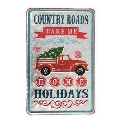 China Vintage Customized Home Decorative Vintage Galvanize Christmas Metal Signs for sale