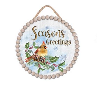 China Wooden Home Decoration Christmas Plaque With Bead For Home Decoration Christmas Hanging Board for sale