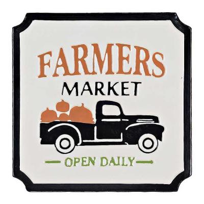 China Vintage American Farmers Market Truck Wall Plaque Enamel Decoration for sale