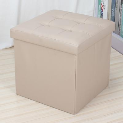 China GREENSIDE Custom Foldable Living Room Furniture Stool With Zipper PVC Storage Folding Leather Stool for sale