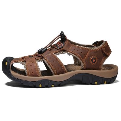 China New Arrival Outsole Cheap Wear Resistant Flat Leather Platform Flat Sandals Men Leather Trim Platform Sandals for sale