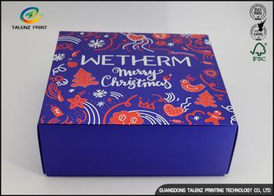 China La Navidad de lujo imprimió las cajas de regalo azules de la cartulina/la caja de papel de empaquetado en venta