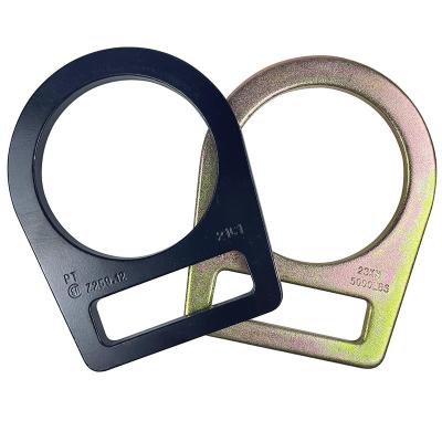 China Wholesale Black Connector Metal Safety D Ring High Tensile Stamped Steel Safety Harness Accessories Double For Harness D-Clip Clasp for sale