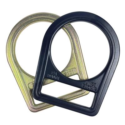 China Wholesale Black Connector Metal Safety D Ring High Tensile Stamped Steel Safety Harness Accessories Double For Harness D-Clip Clasp for sale