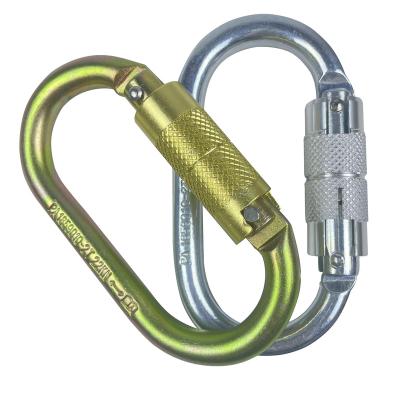 China Fall Protection 25KN Twist Locking Alloy Steel, Carabiner Heat Treated For Occupational Safety Climbing And Safety Lanyard. for sale