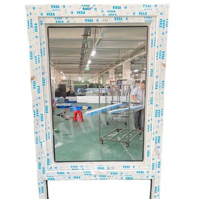 China Screen White Germany Veka PVC Upvc Profile Crank Folding Open Casement Window With Grill Design for sale