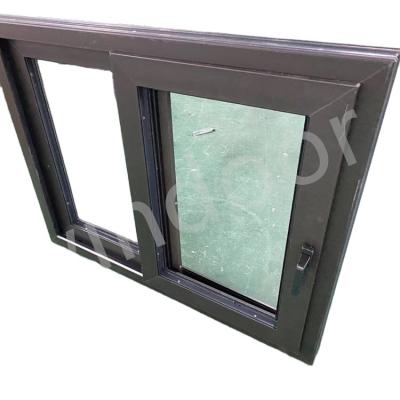 China Sliding PVC Sliding Window Design Upvc Black Double Glazed Sliding Windows for sale