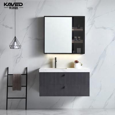 China Gray Bathroom Wall Cabinets Luxury Environmentally Friendly Multi Layer Solid Wood Bathroom Vanity Cabinet Set for sale