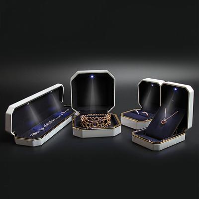 China Newest Luxury Jewelry Box Custom Logo Printed Ring Boxes Jewelry Box With Led Light for sale