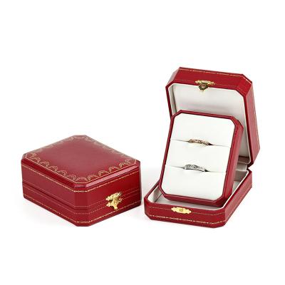 China Newest Lovers Ring Box Inner Leather Jewelry Box Luxury Jewelry Packaging For Wedding for sale