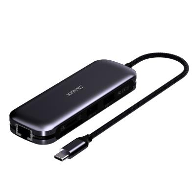 China Type-C Enabled Devices Hub Usb C 7 In 1 Type C Hub Type C To 4K@30HZ HDTV Ethernet Rj45 SD TF Hub 2 USB 3.0 For Macbook for sale