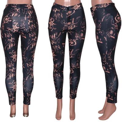 China Anti-Static Black Snakeskin Anti-Static Pencil Pants Women's Pants And Trousers for sale