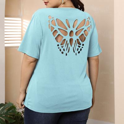 China Plus Size Plus Size Plain L-4XLt Shirt Plus Size Round Neck T Shirt Women for sale