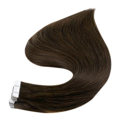 China Good Quality Full Shine Silky Straight Hair Extensions Wave 50 Grams 20 Pieces Color 2 Darkest Brown Tape In Real Hair Extensions for sale