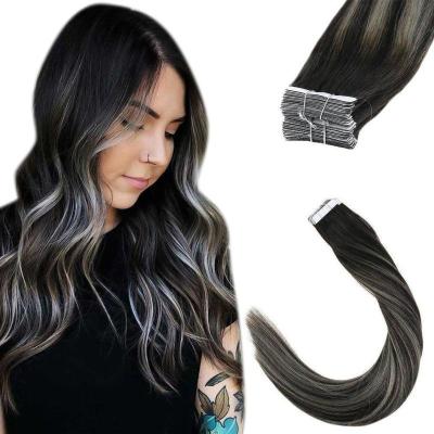 China Good Quality Full Shine 2.5 g /Piece Silky Straight Wave 20 Pcs /pack Bone Straight Hair Extensions Silver Remy Tape In Hair Extension for sale