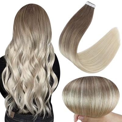 China Sample Silky Straight Full Wave Shine Quality Assurance Premium Remy Hair Extension Tape In Hair Extension Balayage 1piece 2.5g for sale