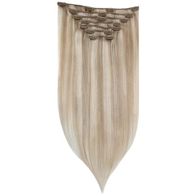 China Full Highlight Shine #18/613 Silky Straight Wave Remy Brazilian Blonde Clip In Hair Extension Hair Extension Clip In Hair 14-24