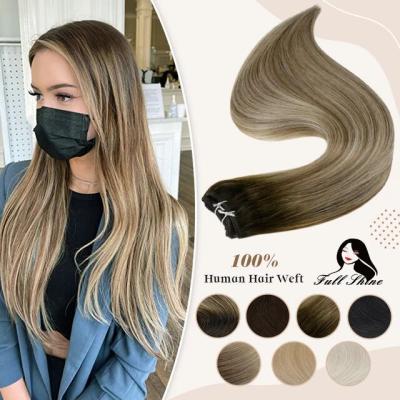 China Full Double 100% Shine Hair Wholesale Silky Straight Wave Remy Hair Extension Sew Weft In Weft for sale