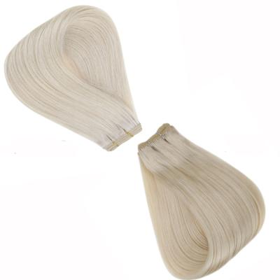 China Sale Full Color Shine Double Wave Weft Extensions Real Weft Genius Silky Straight Blonde Hot Hair Weft for sale