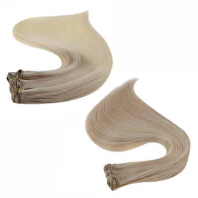 China Full Bundles Remy Genius Weft Hair Blonde Silky Straight Wave Shine Bone Straight Hair Extensions for sale