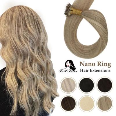 China Silky Straight Wave Full Shine 14-24” Supplier Wholesale Hair Extensions 100 Remy Human Hair Balayage Nano Tip Extensions for sale