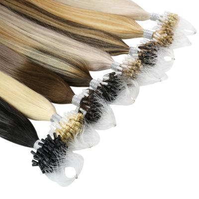 China Wholesale Supplier Remy Micro Link Human Hair Extensions Full Wave Silky Straight Shine Color Balayage Micro Ring Loop Hair for sale