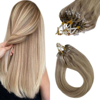 China Hot Sale Silky Straight Shine Full Wave Micro Loop Hair Extensions Highlight Blonde #16/22 Microlink Hair Extensions for sale