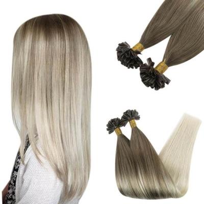 China Silky Straight Wave Full Shine Silky Straight Extension #8/60 Blonde Balayage Remy Human Hair 14-24